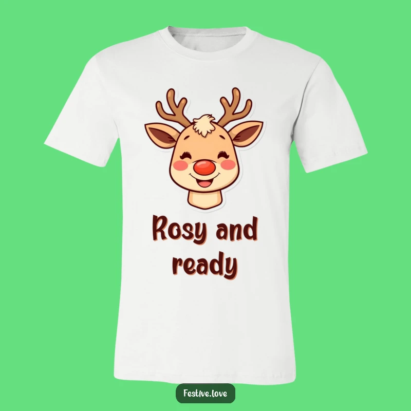 Funny Grinning Reindeer T-Shirt - Wear Your Holiday Happiness with Style