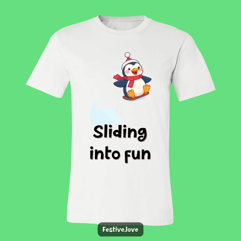 Funny Penguin Slide T-Shirt - Embrace Winter Glee Gift!