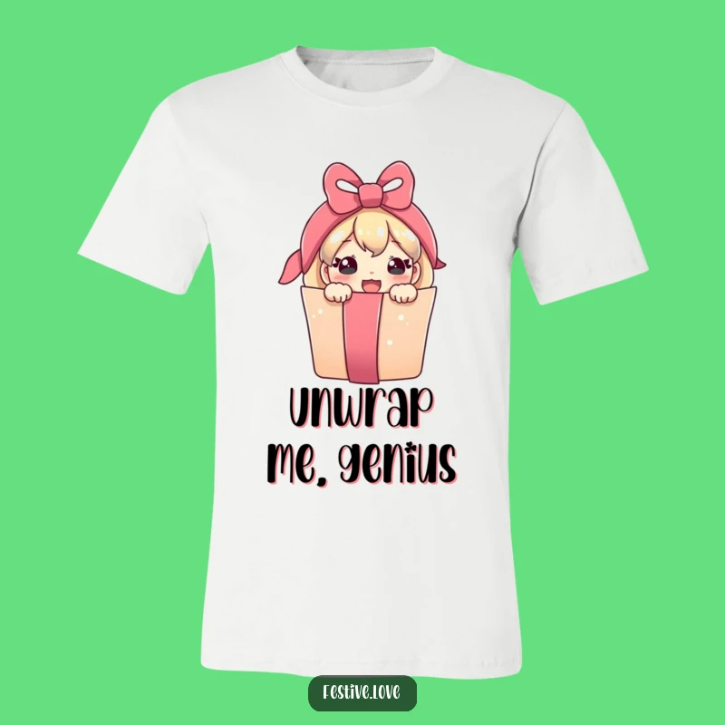 Funny T-Shirt: Joyful Present Character Peeking, Wearable Happiness for All