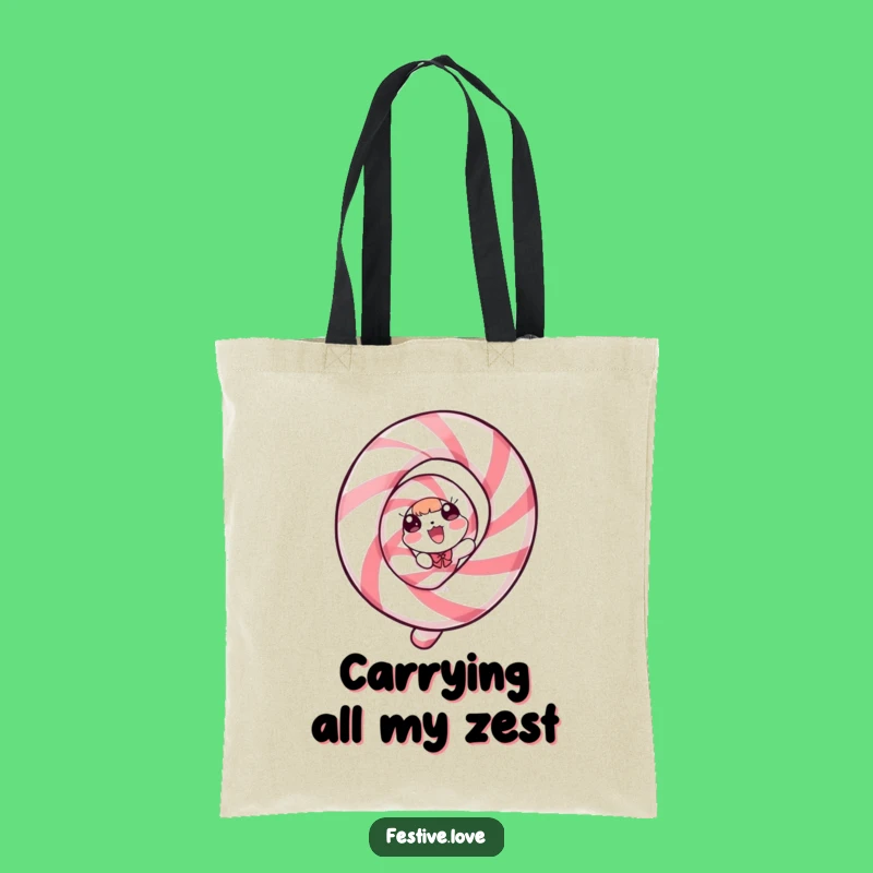 Funny Candy Cane Tote Bag: Spiraling Delight Carry-all for Festive Shopping Fun