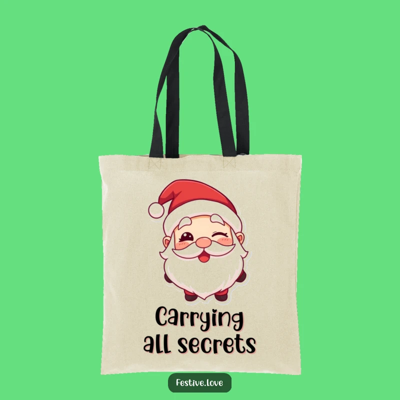 Funny Santa Wink Tote Bag: Carry Holiday Cheer and Jolly Character Style