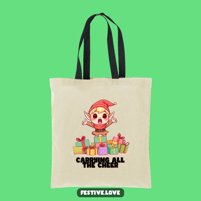 Funny Surprised Elf Tote Bag - Hilarious Holiday Shopping Gift