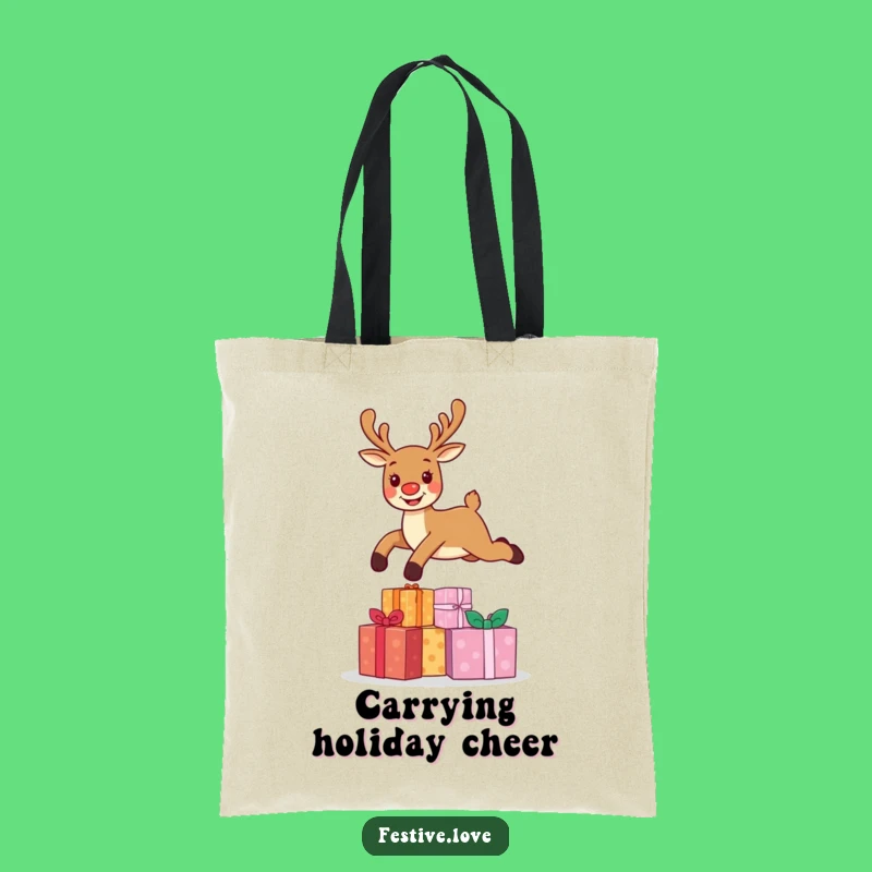Funny Reindeer Leap Tote Bag - Stylish Christmas Character Carryall for Gifts