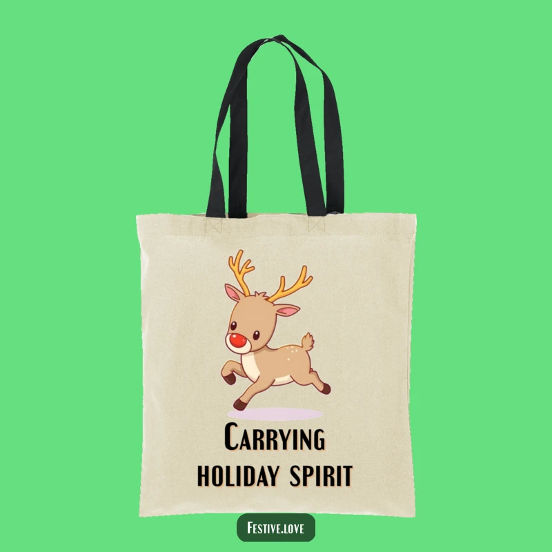 Funny Kawaii Reindeer Tote Bag - Festive Holiday Carry-All