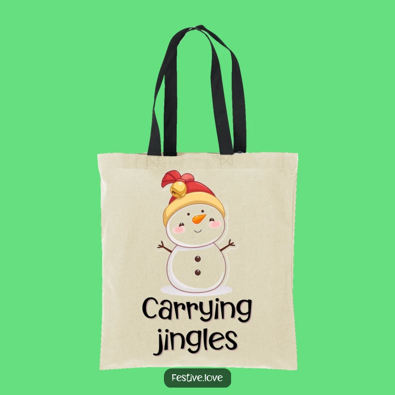 Funny Snowman Jingle Bell Hat Tote Bag - Chic and Humorous Holiday Accessory