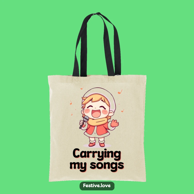 Funny Carol Singer Tote Bag - Stylish Christmas Character Carrier for Tunes