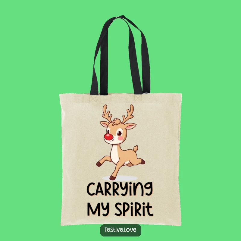 Funny Reindeer Tote Bag - Playful Prancing Character, Perfect Carry-All
