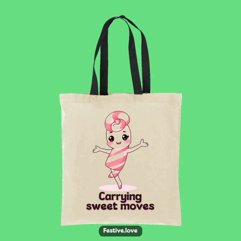 Funny Kawaii Candy Cane Tote Bag: Carry Sweetness, Festive Gift