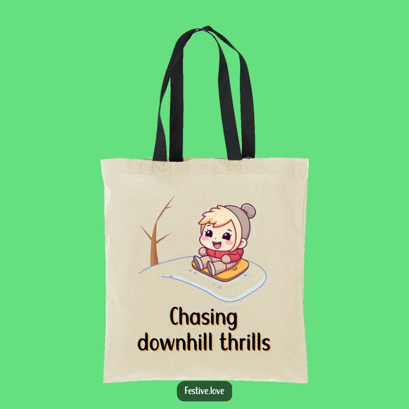 Funny Snow Hill Sledder Tote Bag: Carry Your Winter Essentials with Laughs