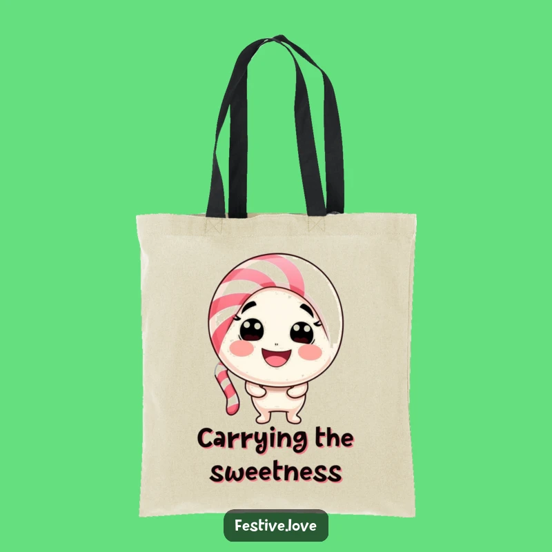 Funny Candy Cane Smile Tote Bag: Carry Your Essentials with Sweet Style