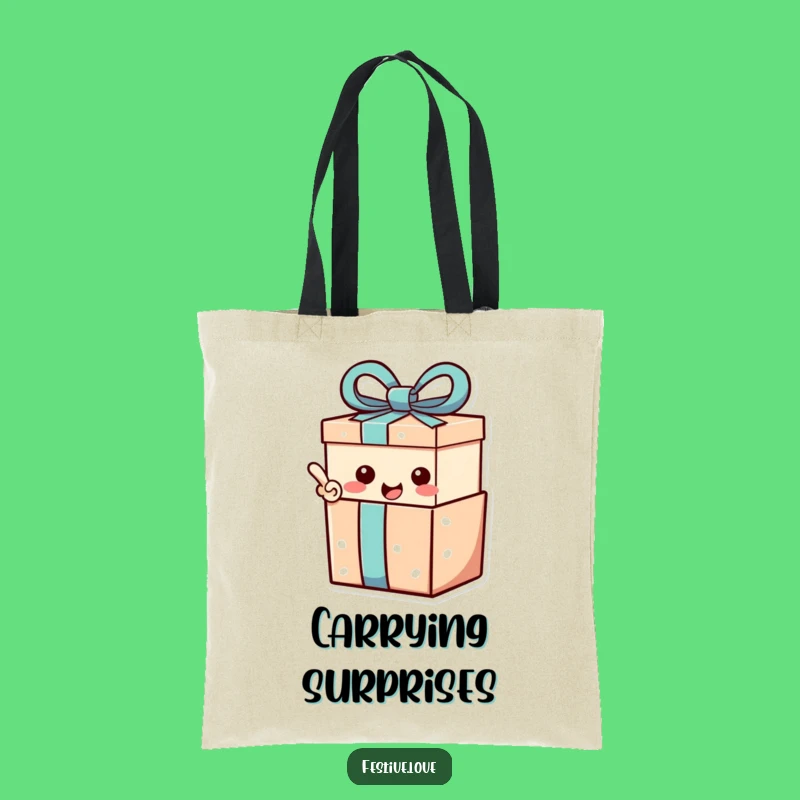 Funny Gift Box Tote Bag: Happy Exclamation Carry-all, Perfect Gift Bag
