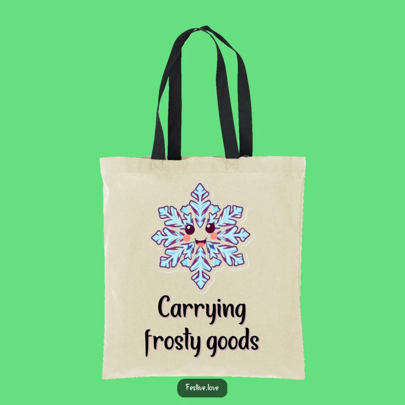Funny Happy Snowflake Tote Bag - Joyful Winter Accessory Gift