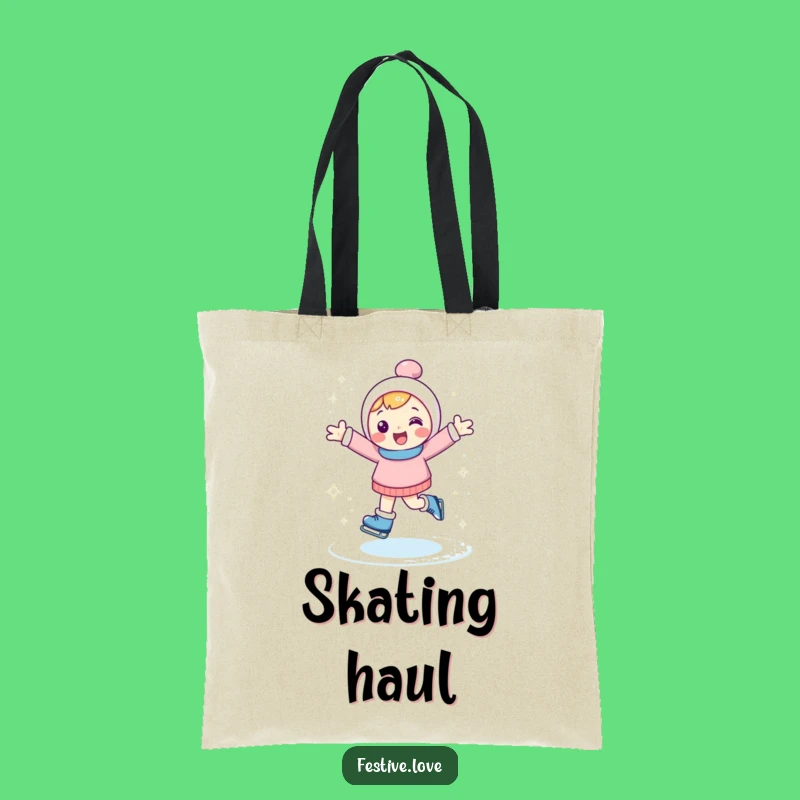 Funny Ice Skating Tote Bag: Character Winter Accessory