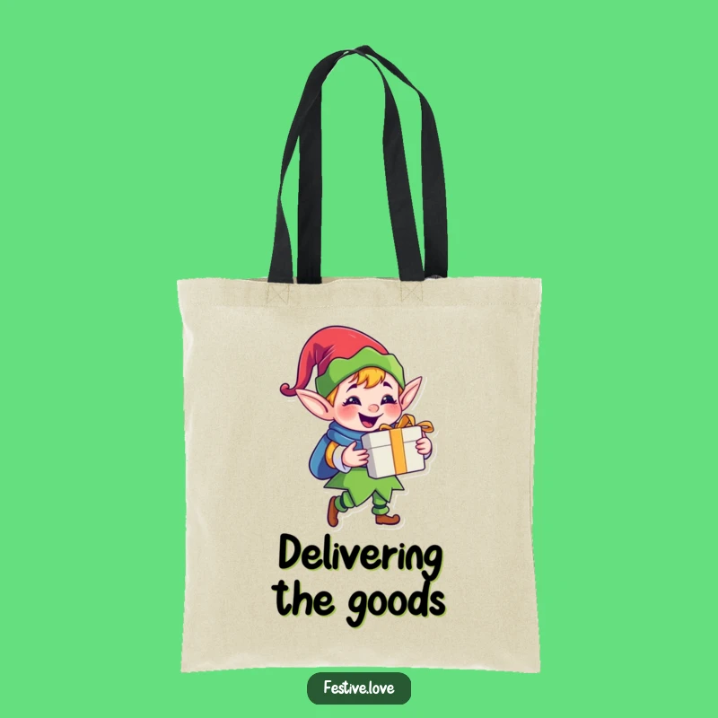 Funny Jolly Elf Tote Bag: Carry Gifts with a Grin