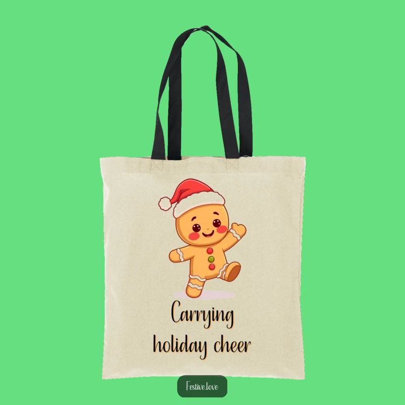 Funny Kawaii Gingerbread Man Tote Bag - Festive Carry-All