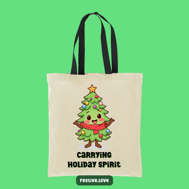 Funny Kawaii Tree Tote Bag - Festive Wiggle Gift for Shopping