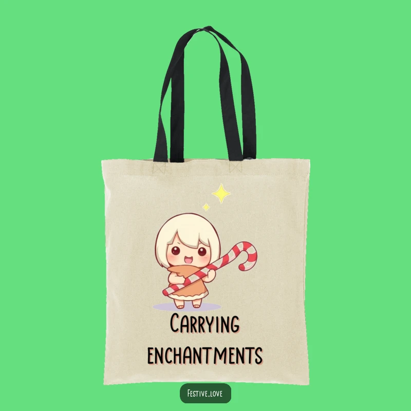 Funny Magic Candy Cane Tote Bag - Whimsical Holiday Charms Gift