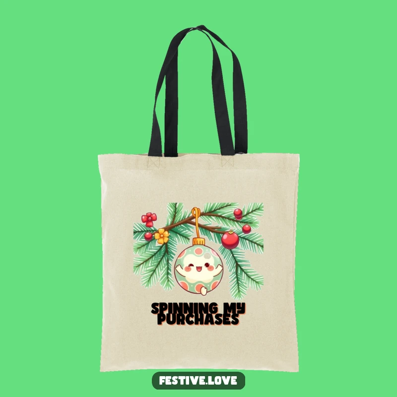 Funny Ornament Spin Tote Bag - Stylish Christmas Character Carryall for Gifts