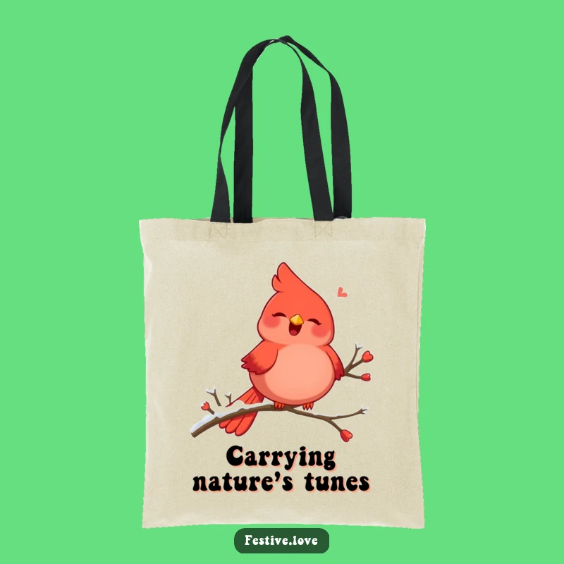 Funny Red Cardinal Tote Bag - Joyful Singing Bird Accessory Gift
