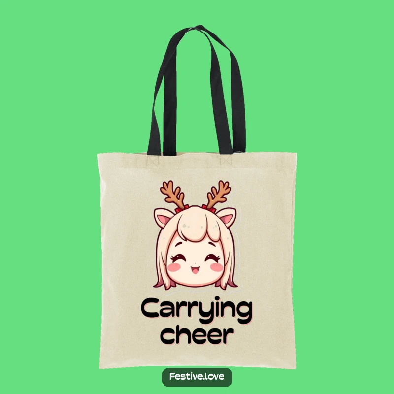 Funny Reindeer Antler Tote Bag - Festive Holiday Character Carryall