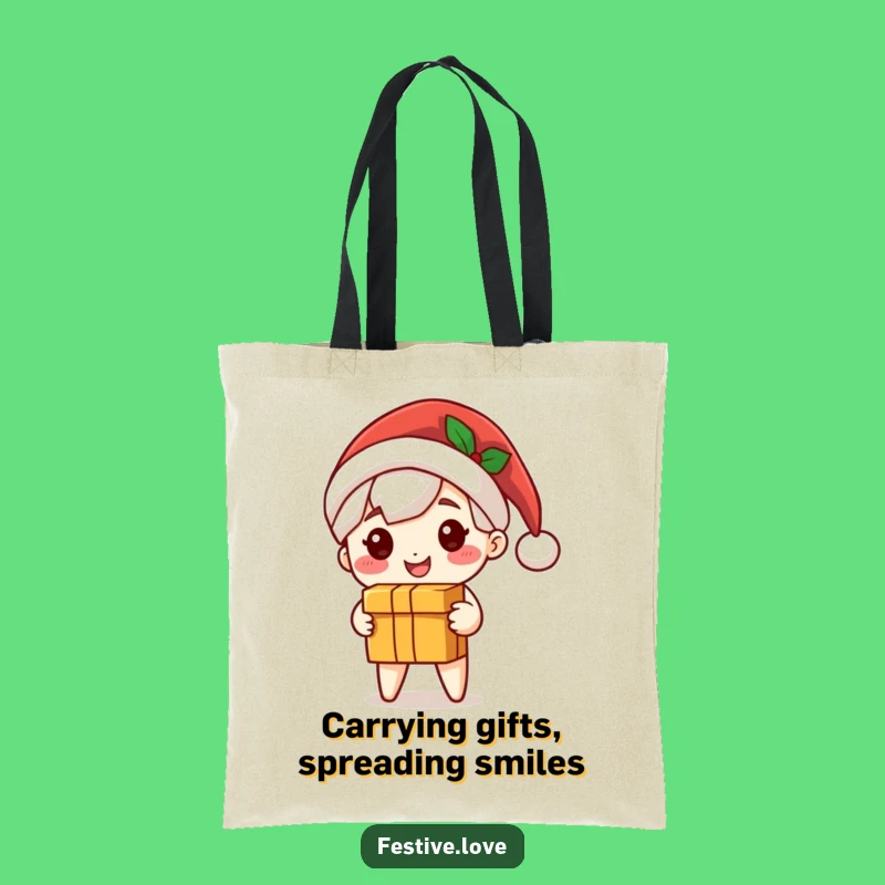 Funny Santa Gift Bag - Cute Character Tote, Perfect Shopping Companion