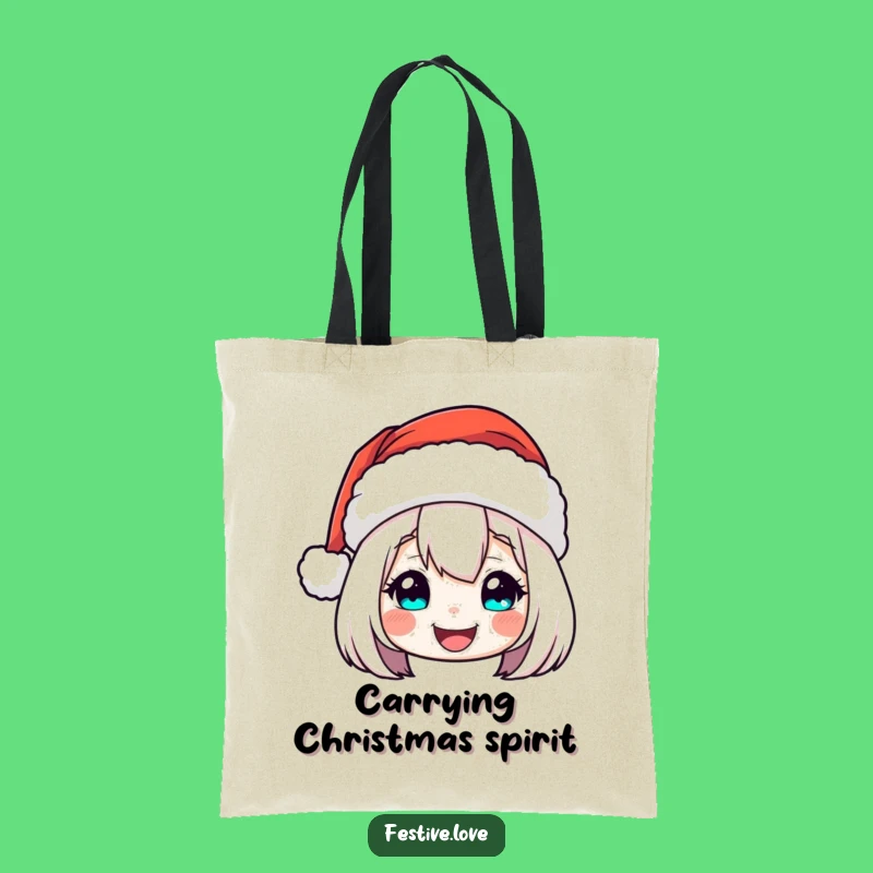 Funny Santa Hat Tote Bag: Cheerful Bobbing Holiday Carry-all, Perfect Gift