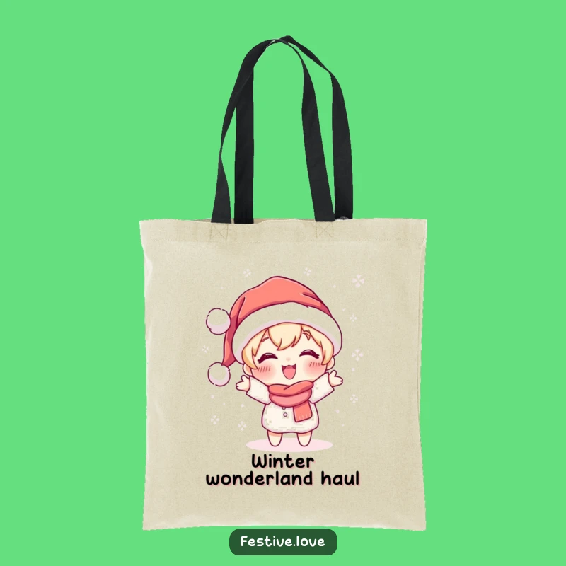 Funny Snow Thrower Tote Bag: Cute Santa Character Accessory Gift