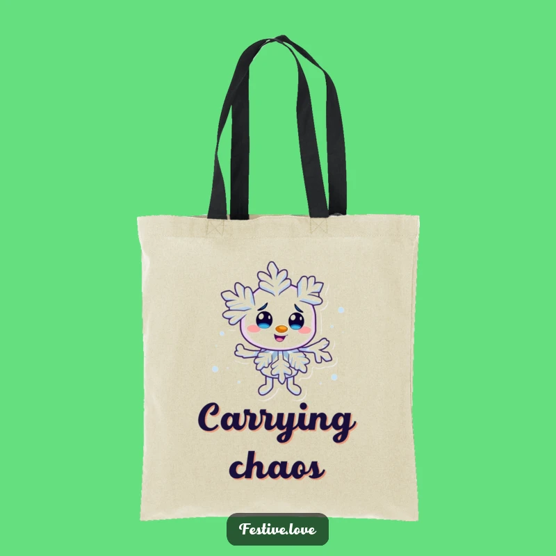 Funny Snowflake Swirl Tote Bag: Carry a Touch of Winter Magic