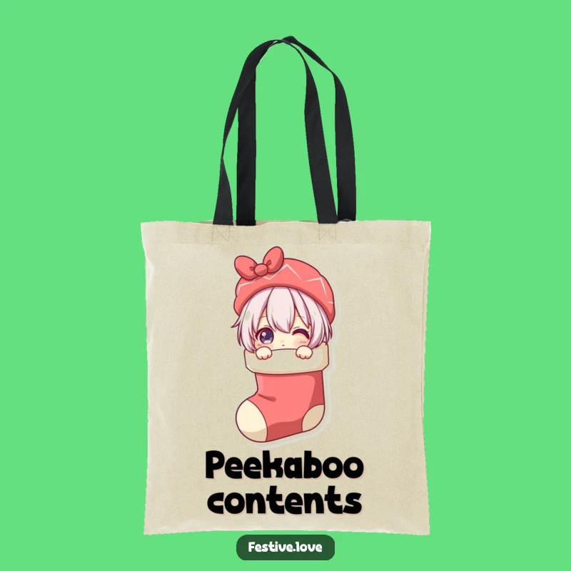 Funny Stocking Peeker Tote Bag: Carry Your Holiday Swag with Laughs