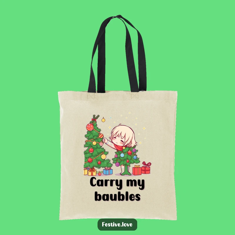 Funny Tree Decorator Tote Bag: Carry Holiday Cheer with Ornament Tossing Art Gift!