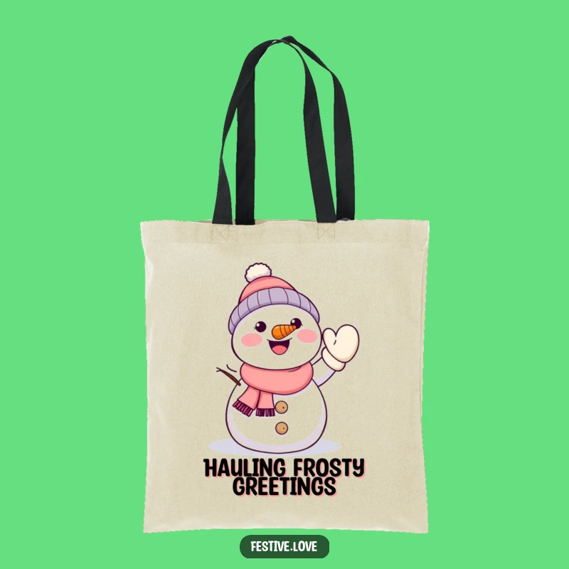 Funny Kawaii Snowman Tote Bag - Winter Essential Carry-All