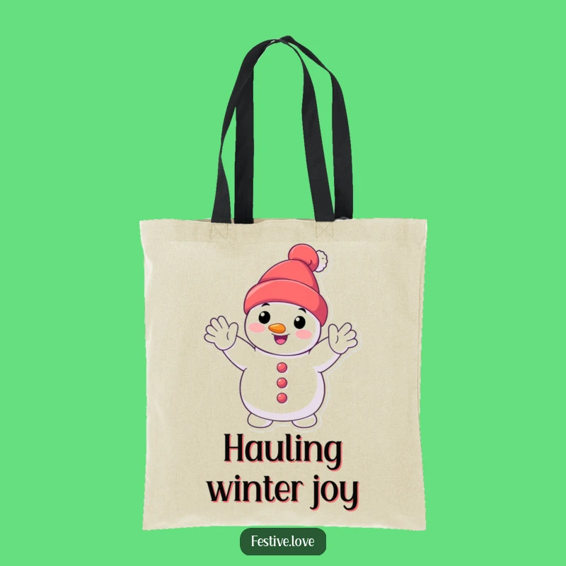 Funny Smiling Snowman Tote Bag: Carry Winter Cheer Everywhere