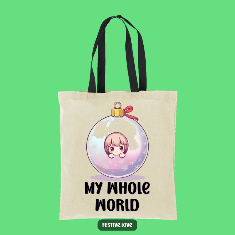 Funny Holiday Peeking Ornament Tote Bag - Cute Christmas Character Carryall